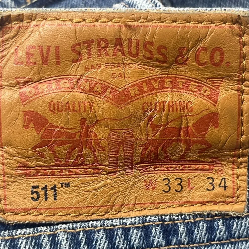 Levi's 511 Jeans Men's 33‎ Blue Denim Cotton 5-Pockets Mid-Rise Straight Leg